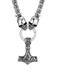 Collier Viking Mjolnir Et Crânes