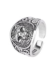 Bague Viking Loup Fenrir Et Gravures