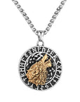 Collier VikingTête De Fenrir Et Runes