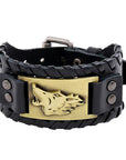 Bracelet Viking En Cuir Loup Fenrir