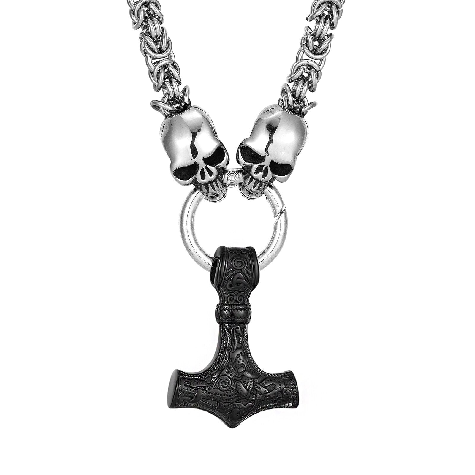 Collier Viking Mjolnir Et Crânes