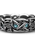 Bague de loup celtique bleue