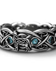 Bague de loup celtique bleue