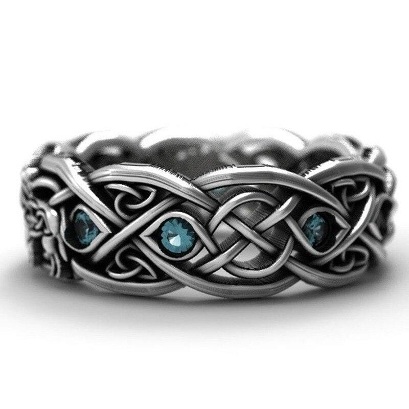 Bague de loup celtique bleue