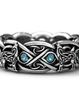 Bague de loup celtique bleue