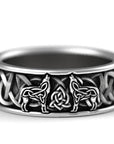 Bague sculptée loup celtique
