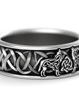 Bague sculptée loup celtique