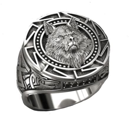 Bague tête de loup Viking