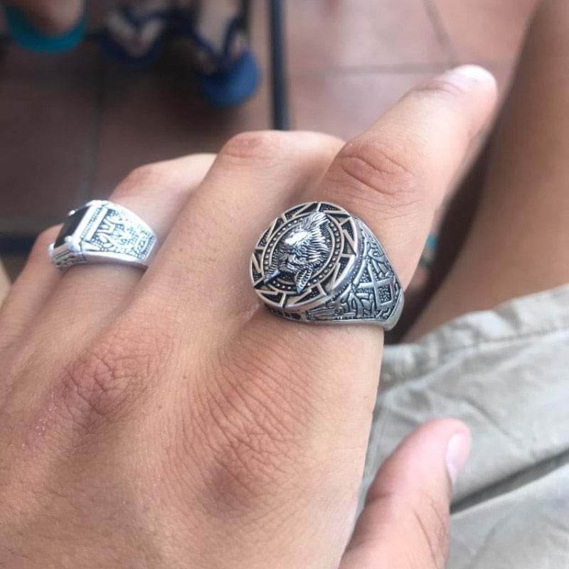 Bague tête de loup Viking