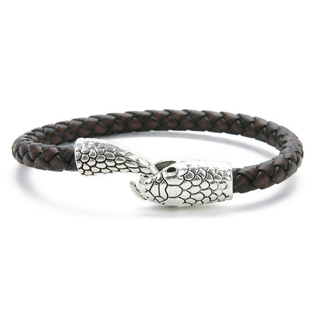 BRACELET SERPENT - MARRON ARGENT