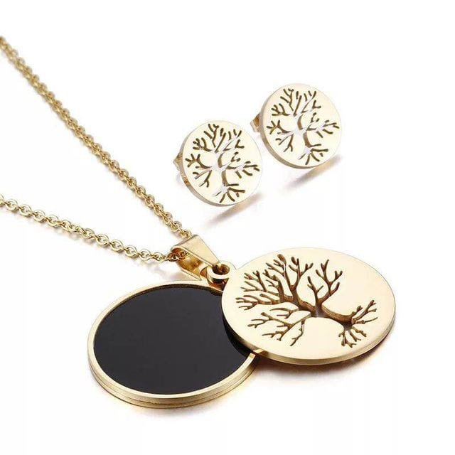 Collier & Boucles D'oreilles Arbre De Vie