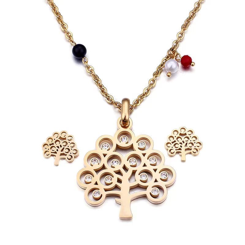 Collier & Boucles D'oreilles Arbre De Vie