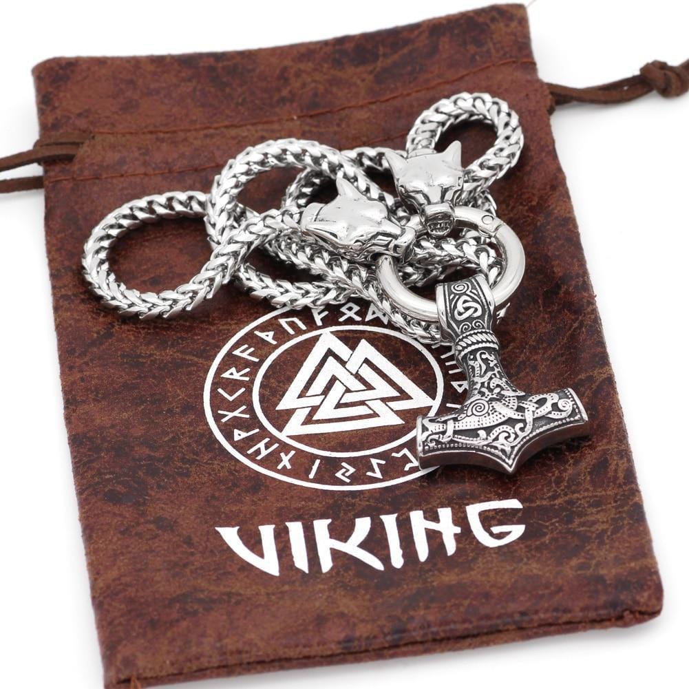 COLLIER VIKING - LOUP FENRIR-MJOLNIR
