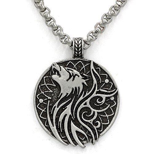 COLLIER VIKING - LOUP LUNE D'ARGENT