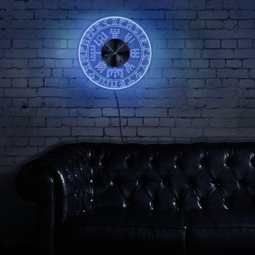 Horloge Viking LED / Vegvisir &amp; Runes 3D