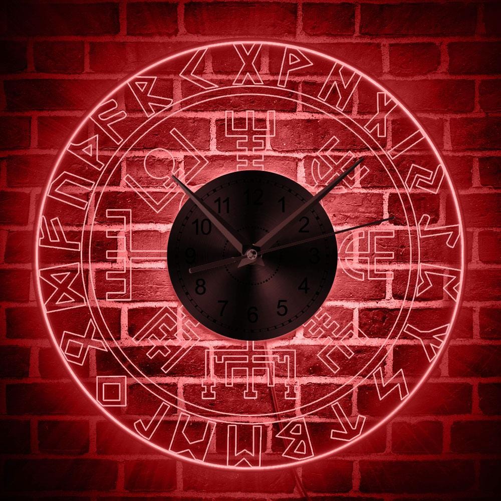 Horloge Viking LED / Vegvisir & Runes 3D