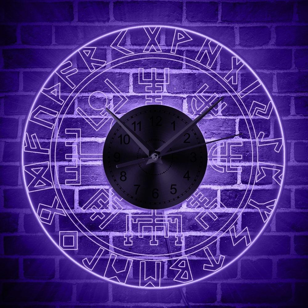 Horloge Viking LED / Vegvisir & Runes 3D