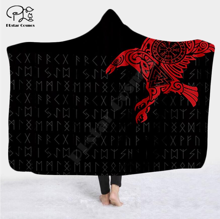 Plaid à capuche Corbeaux Odin