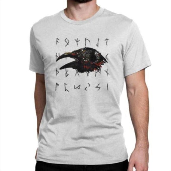 T-SHIRT VIKING - Corbeau et runes vikings