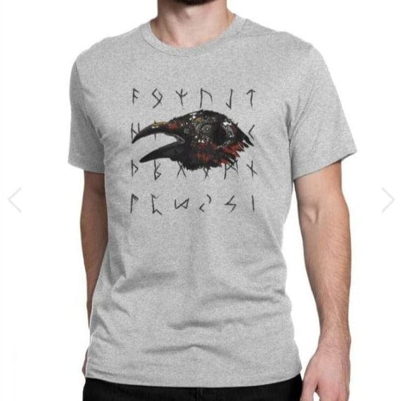 T-SHIRT VIKING - Corbeau et runes vikings