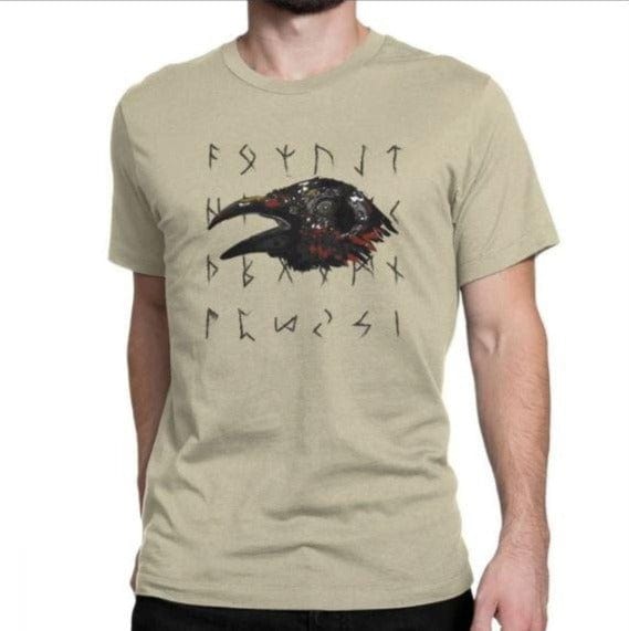 T-SHIRT VIKING - Corbeau et runes vikings